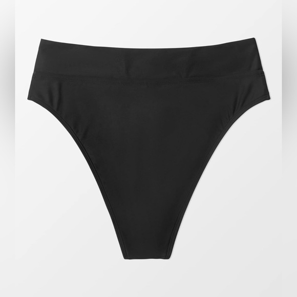 CUPSHE Women's Bikini Bottom Only Swimsuit Black High Waisted V Cut Large NWOT - Picture 7 of 9